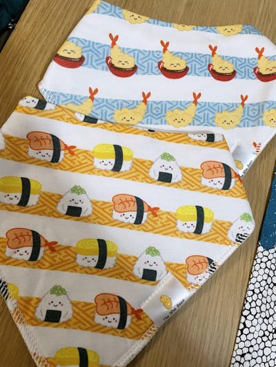 Organic Cotton Bandana Bibs 2pcs Set - Sushi + Tempura