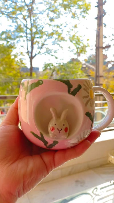 Peek a Boo Handpainted Ceramic Mug
