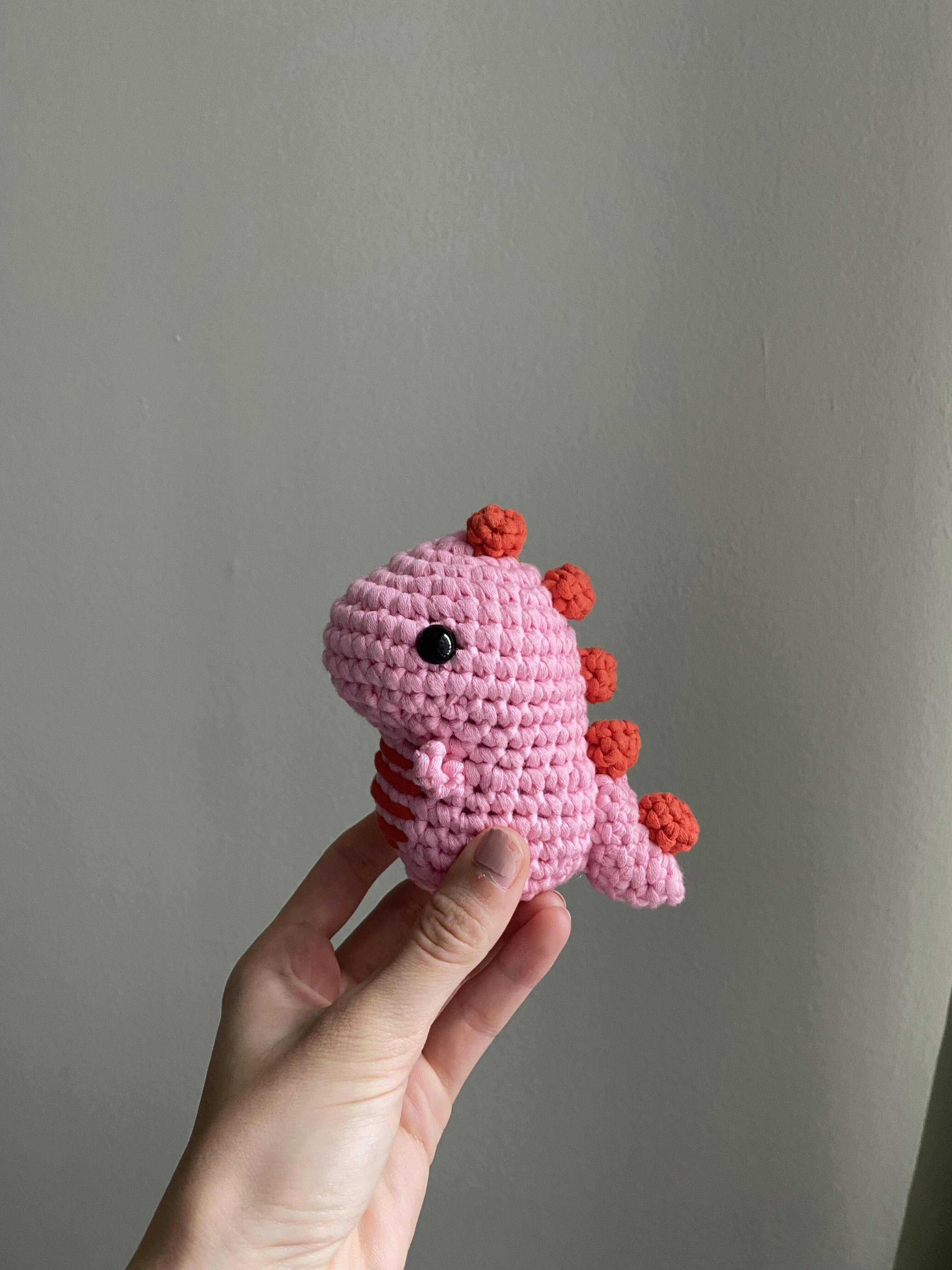 Pink Dinosaur Crochet Kit for Beginners The Woobles