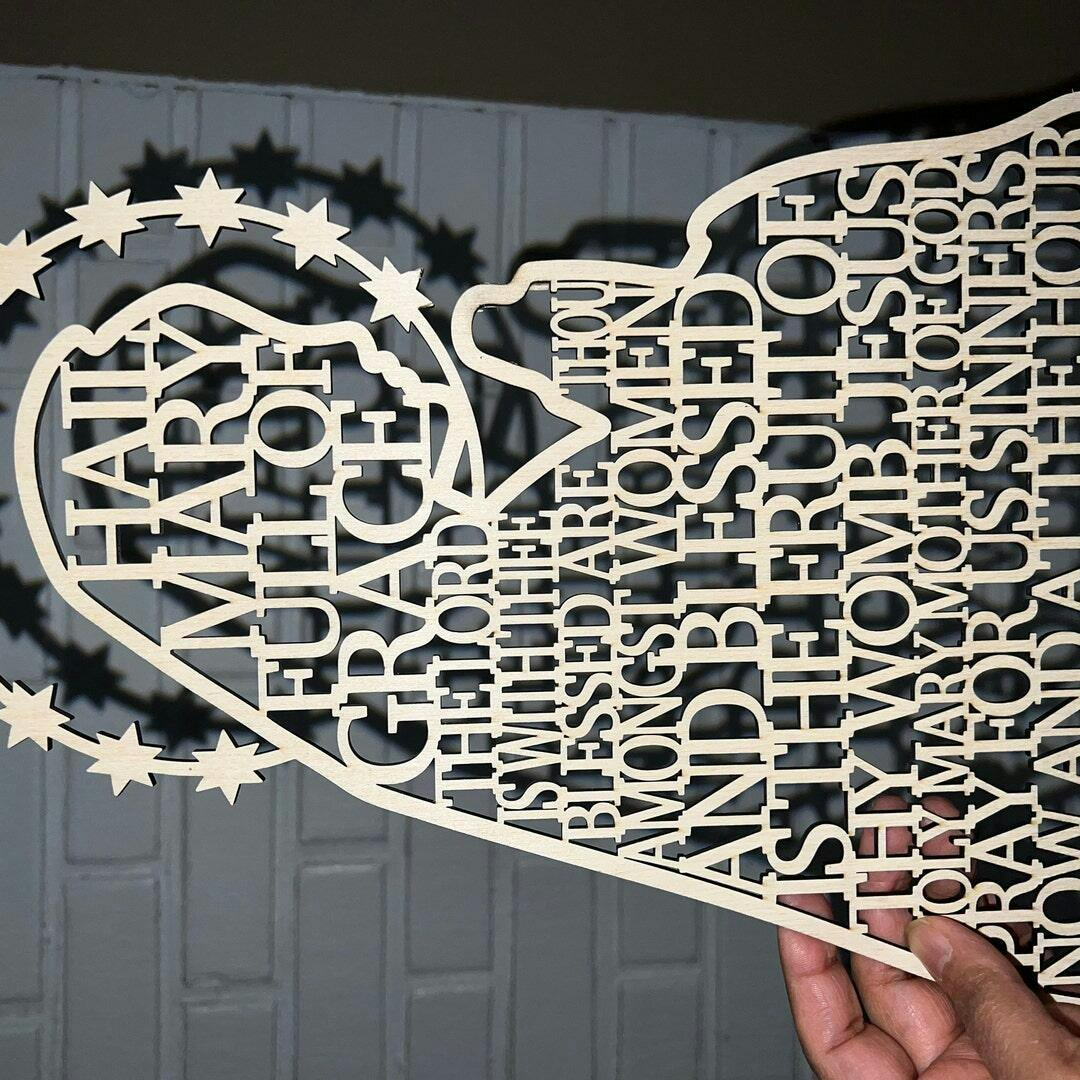 Hail Mary Virgin Traditional Version - Laser Cut File | svg dxf