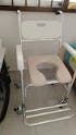 Commode Chair Aluminum Alloy with Wheels, Footrest & Sponge Cushion