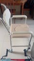 Commode Chair Aluminum Alloy with Wheels, Footrest & Sponge Cushion
