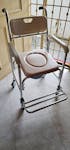 Commode Chair Aluminum Alloy with Wheels, Footrest & Sponge Cushion