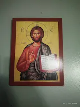 Jesus Christ icon Lifegiver, Handmade Greek Orthodox icon of our Lord, Byzantine art wall hanging on wood plaque, religious icon home decor