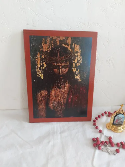 Jesus Christ icon Sina, Handmade Greek Orthodox icon of Jesus Christ Sinai, Byzantine wood plaque (2)