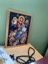 Jesus Christ icon, Handmade Greek Orthodox icon of our Lord w Apostles, Byzantine art wall hanging on wood plaque, religious icon home decor