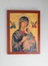 Our Lady of Perpetual Help icon, Handmade Greek Orthodox Icon of Virgin Mary, Mother of God Byzantine art wall hanging plaque