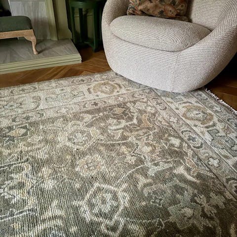 Olive Green Grey Persian Style Modern Traditional Hand Knotted Wool Rug,CUSTOMIZE in any Size.