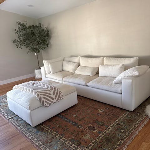 Rust Orange Sage Accent Oushak Rug Modern Geometric Hand Knotted Rug