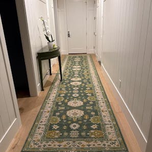 Hand Knotted Oushak Rug Elegant Charcoal Gray and Ivory Oushak Rug