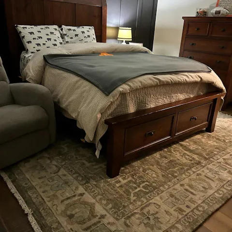 Olive Green Grey Persian style Oushak, Modern Traditional Hand Knotted Wool Rug