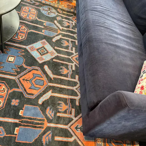 Red/Blue Turkish Woolen Rug Thick Pile Soft Hand Knotted Rug