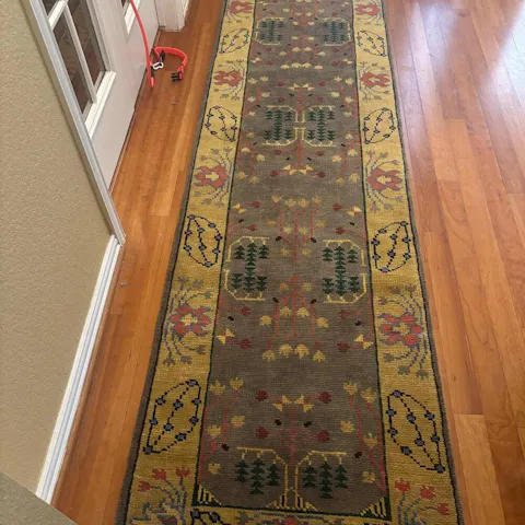 Hand-Knotted Wool Area Rug: Olive Green Oriental Oushak Design