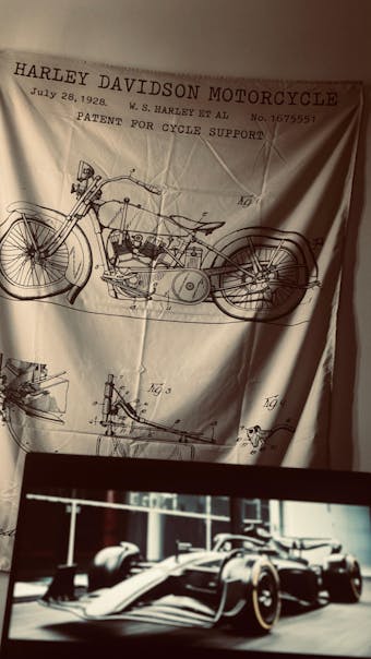 Harley Davidson Model 28B Ivory - Motosiklet Duvar Örtüsü