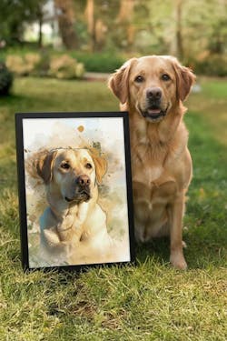 Custom Pet Watercolor Portrait – Personalized Wall Art for Pet Lovers 