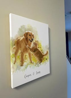 Custom Pet Watercolor Portrait – Personalized Wall Art for Pet Lovers 