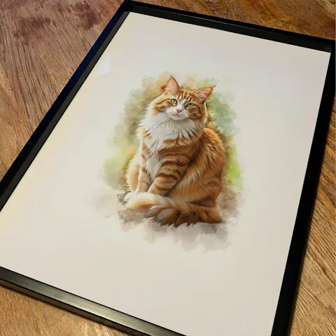 Custom Pet Watercolor Portrait – Personalized Wall Art for Pet Lovers 