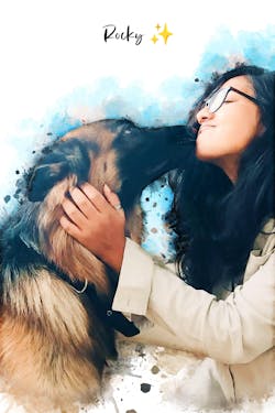 Custom Pet Watercolor Portrait – Personalized Wall Art for Pet Lovers 