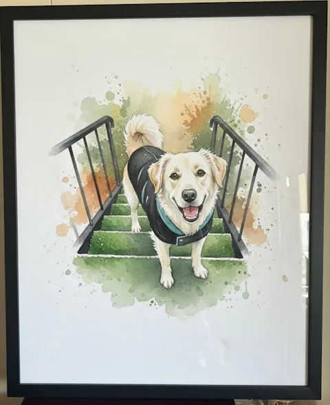 Custom Pet Watercolor Portrait – Personalized Wall Art for Pet Lovers 