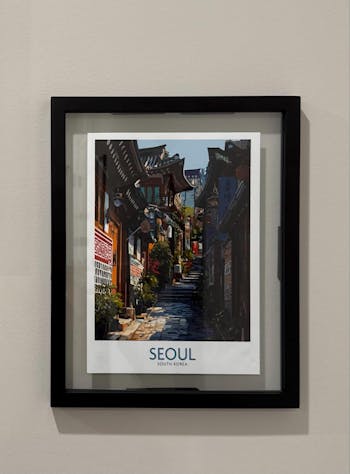 Seoul South Korea Bukchon Hanok Village Poster - Charming City Scene Artwork