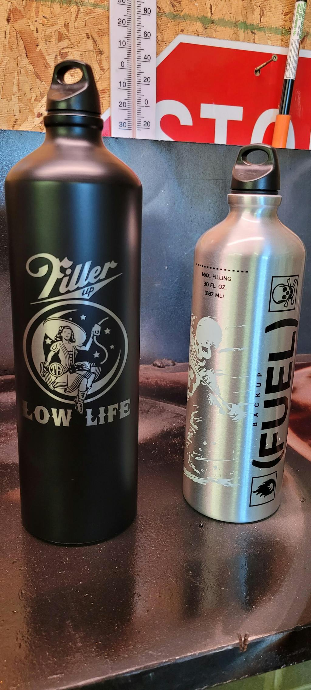 Fuel Reserve Bottle 1.5 Liter "FillerUp Low Life" — Throttle Addiction