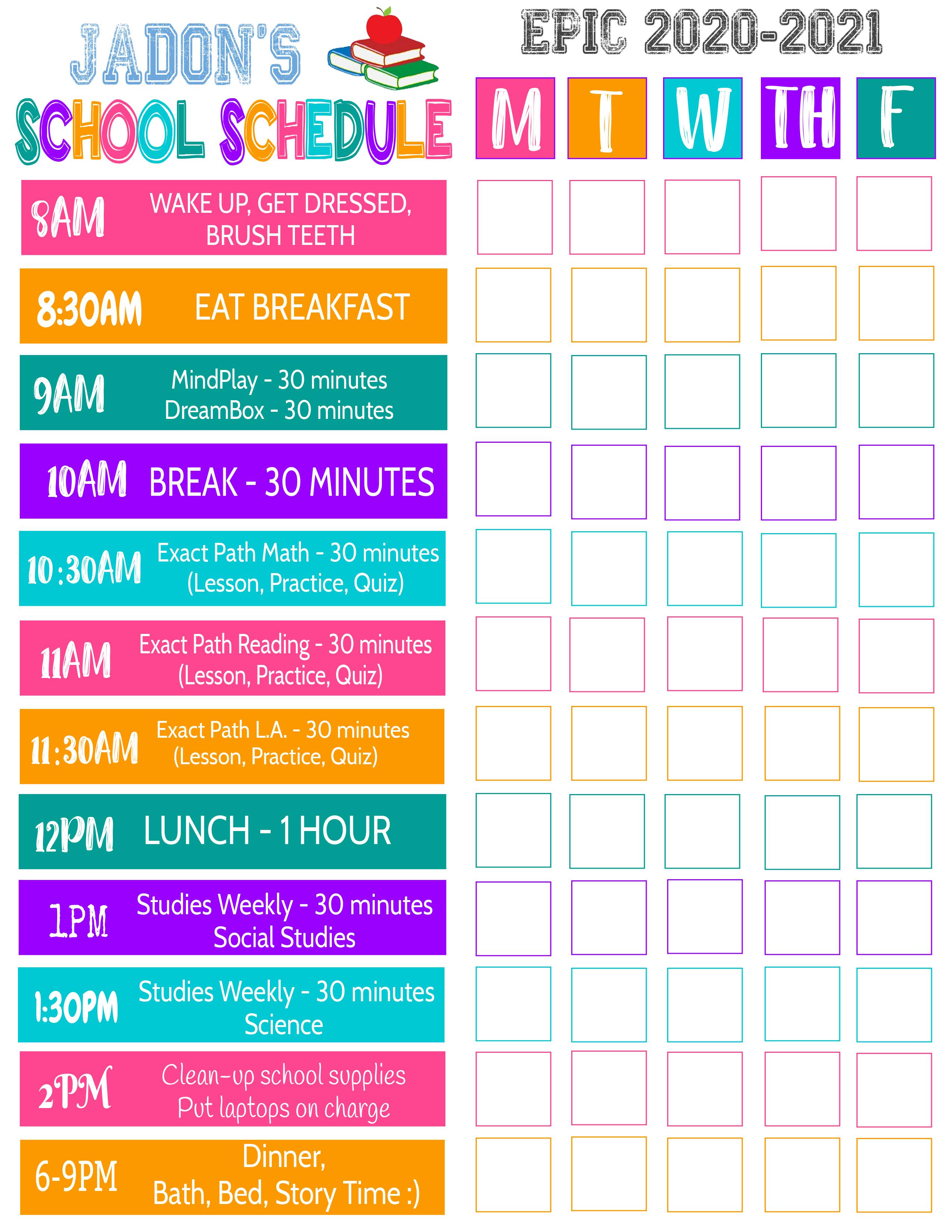 Homeschool Schedule - Weekly Checklist Editable DIY Template – TidyLady ...