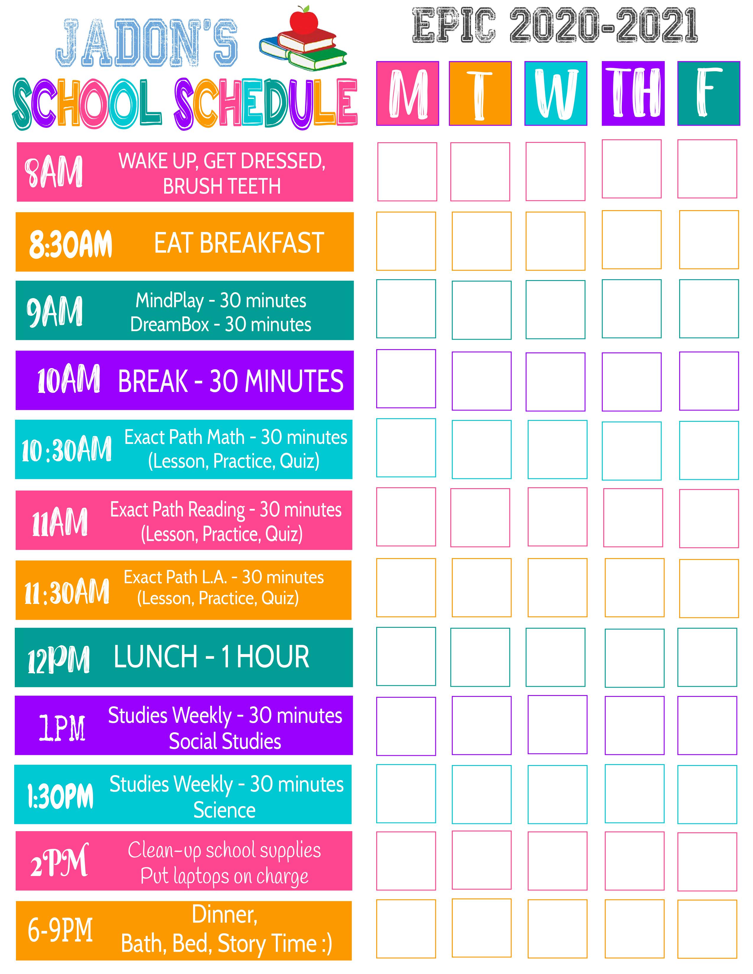 Visual Homeschool Schedule Printable