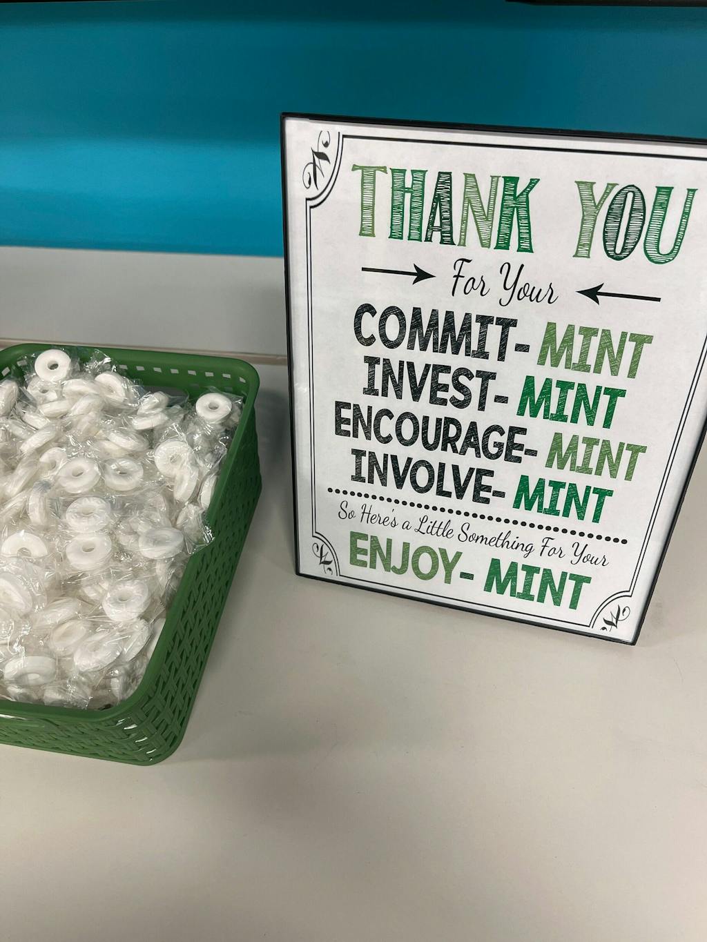 Printable Mint Thank You Decor Sign - Volunteer Staff Teacher Appreciation  (sku: 769913667) | TidyLady Printables | Reviews on Judge.me, image size:1024x1365