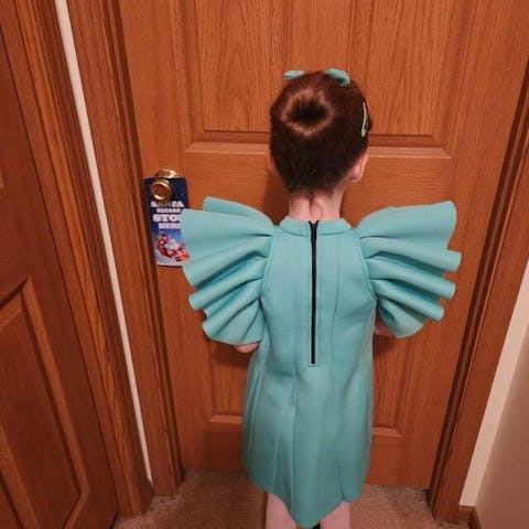 Ruffled Puff Sleeve Dress With Matching Hair Piece