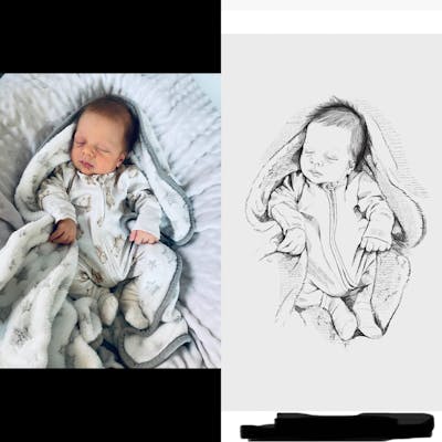 Hand-Drawn Birth Poster scale 1:1