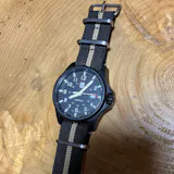 time+ Ribbed Nylon Military Watch Strap Black & Beige