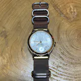 time+ 5-ring Distressed Leather Military Watch Strap Vintage Brown