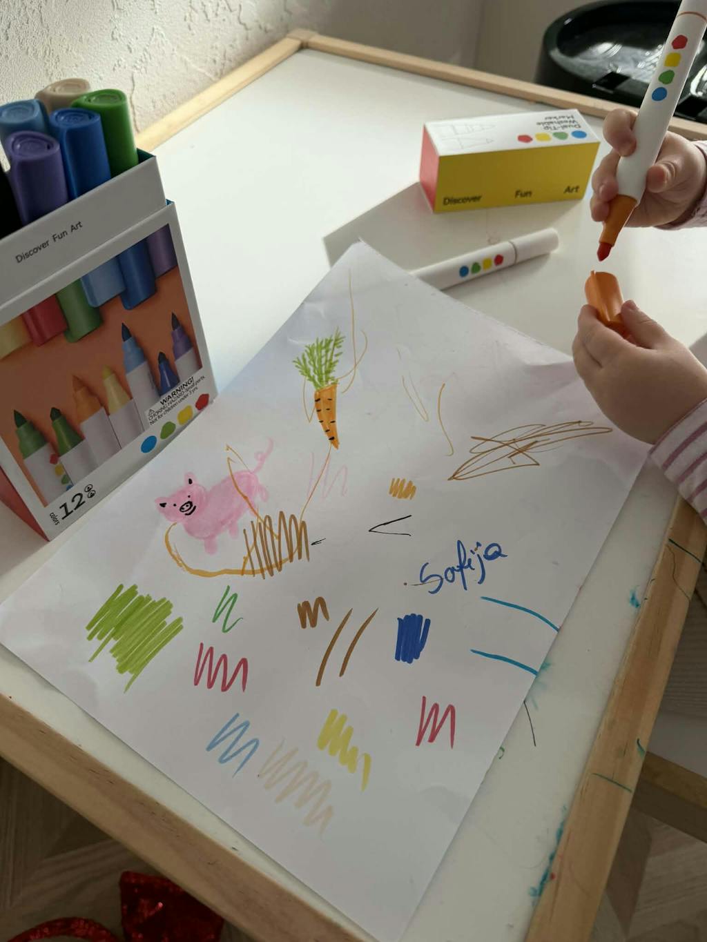 MIDEER dvipusiai nuplaunami markeriai / flomasteriai, 12 spalvų