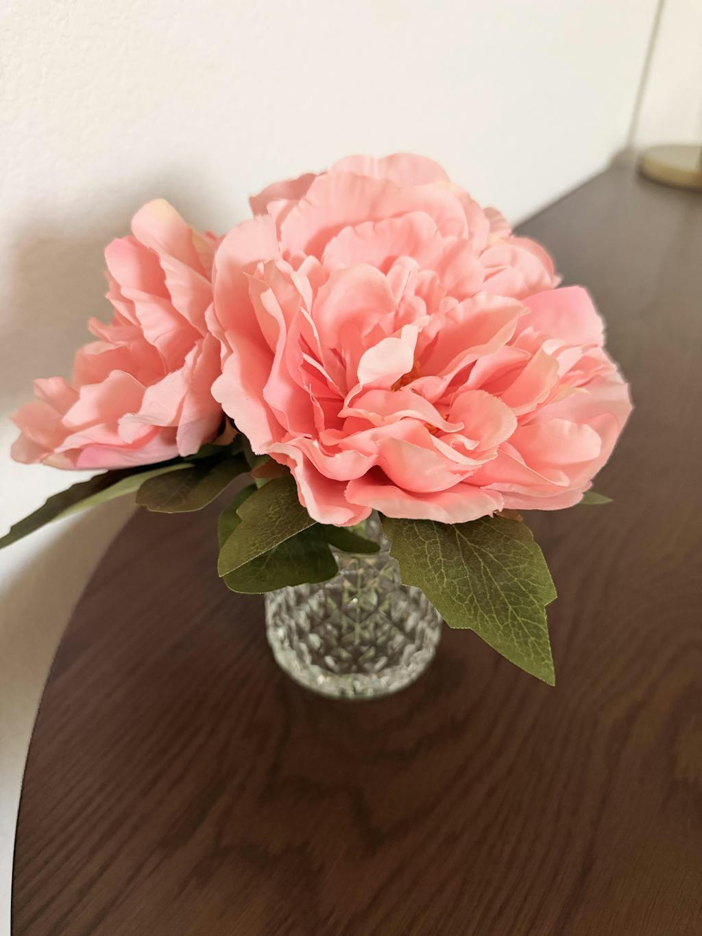 RAZ Imports 8.5" Pink Peony Flower Arrangement Bouquet in Glass Vase