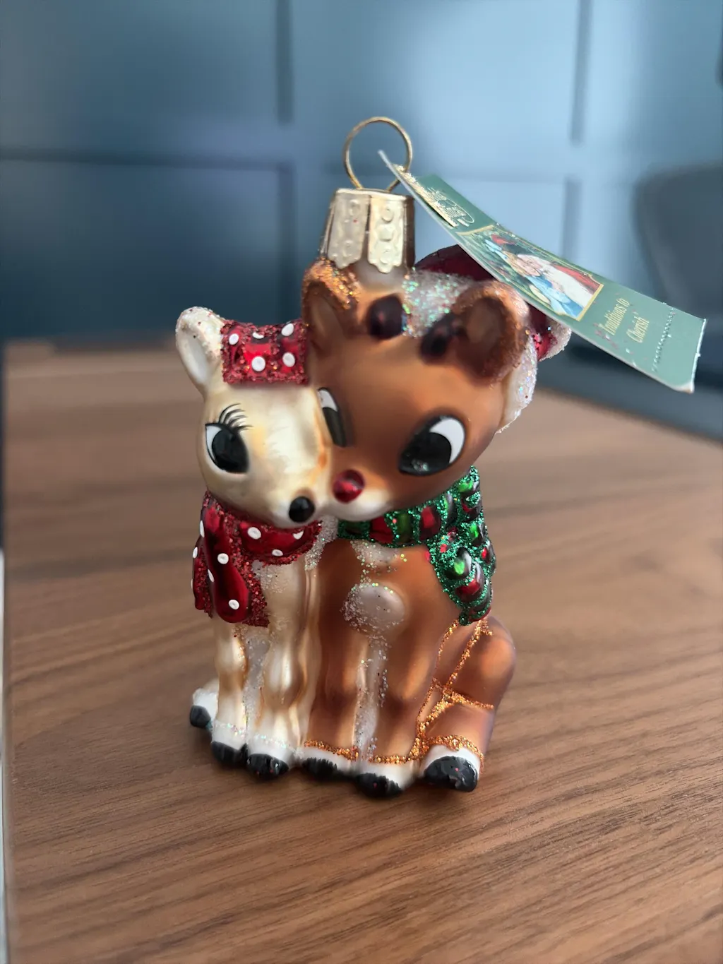 Old World Christmas Rudolph And Clarice Glass Collectible Christmas Ornament