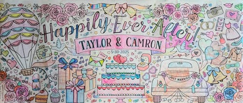 Giant Personalized Wedding Coloring Banner