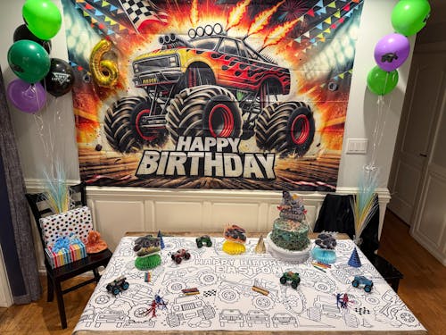Giant Personalized Monster Truck Coloring Banner