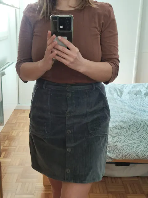 Organic vintage corduroy skirt in Blue