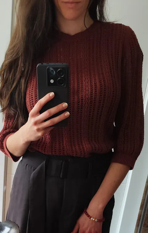 Openwork Light Garnet knitted sweater