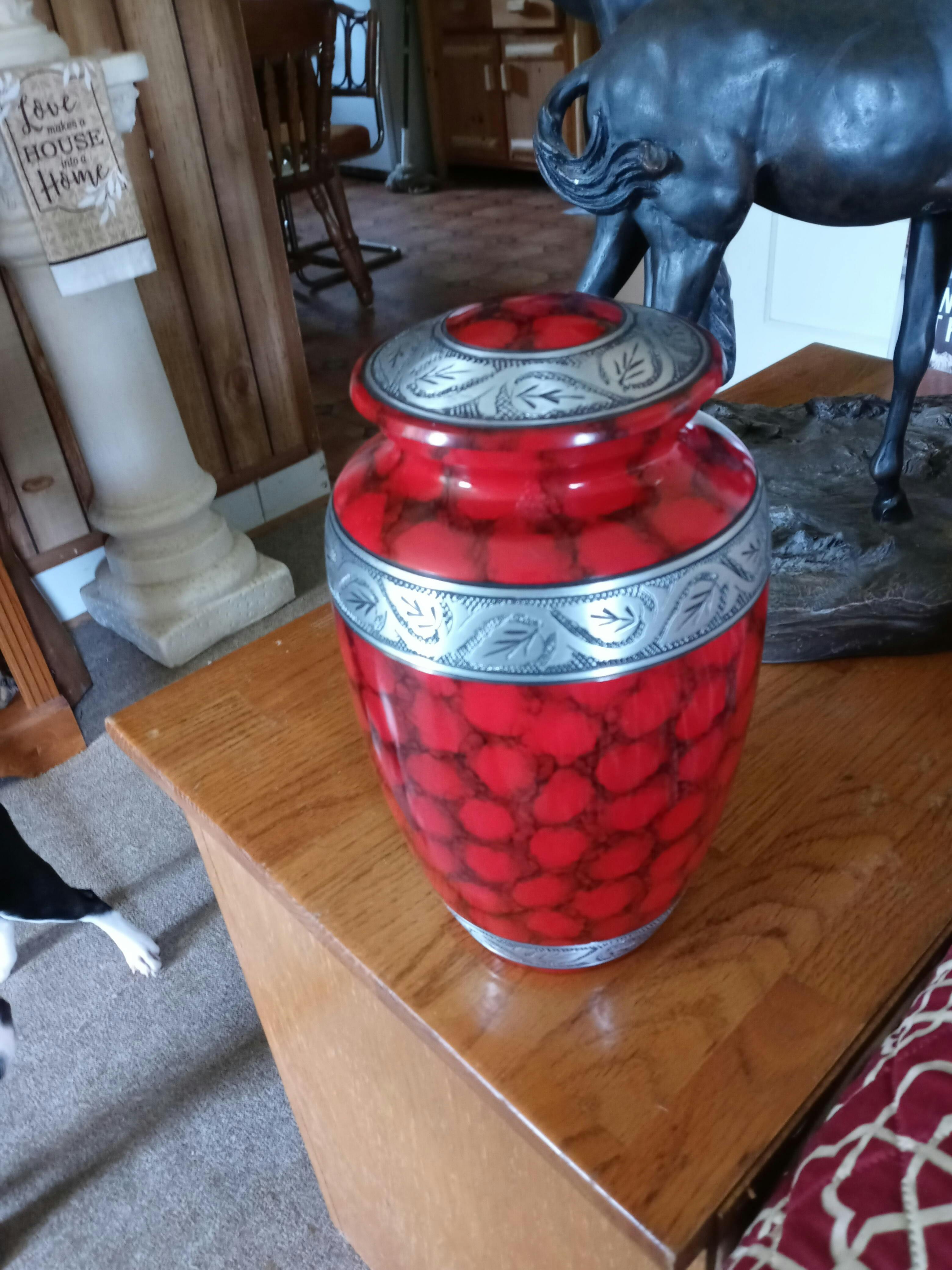 Large Cremation Urn - Adult Red Urn for Human Ashes – Titan Casket