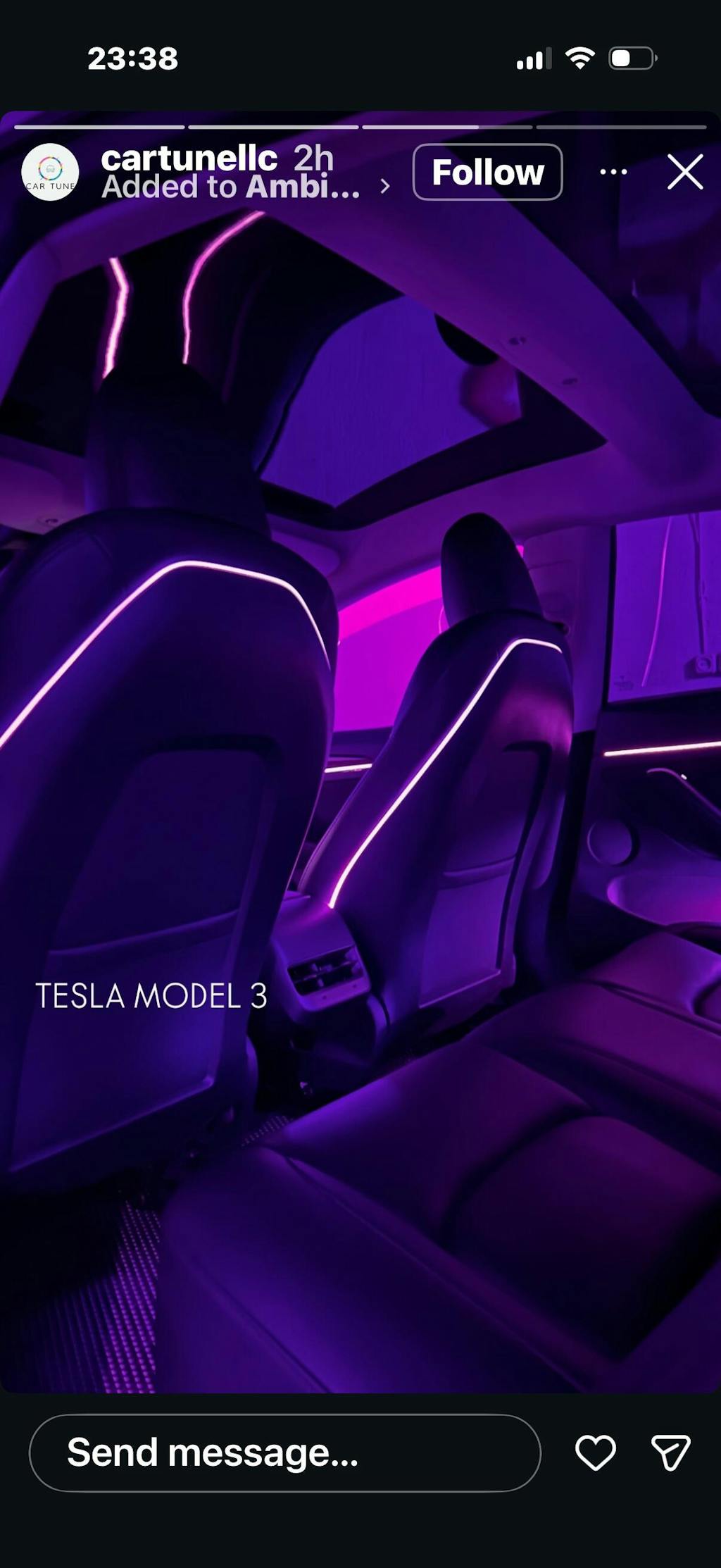 Model 3 & Y Interior Laser Ambient Lights 128 RGB Colors Tesla Atmosphere LED
