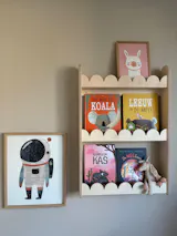 Bubble Bookshelf - 3 Tier Scalloped Shelf - Natural Timber