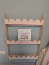 Bubble Bookshelf - 3 Tier Scalloped Shelf - Natural Timber