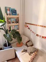Bubble Bookshelf - 4 Tier Scalloped Shelf - Natural Timber
