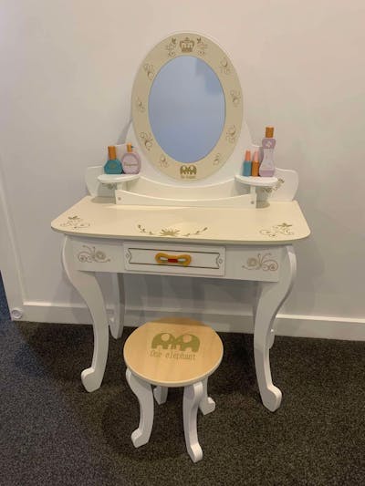 Kids Vanity Table Montessori Style Make Up Mirror Desk