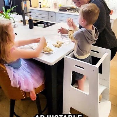 Toddler Tower Montessori Style Kitchen Helper (White)