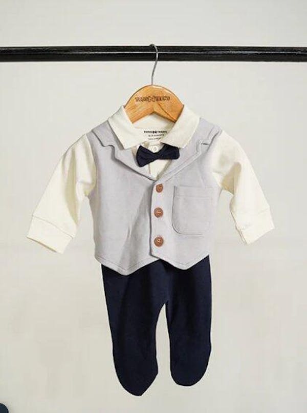 Dove Tux Romper (0-36M)