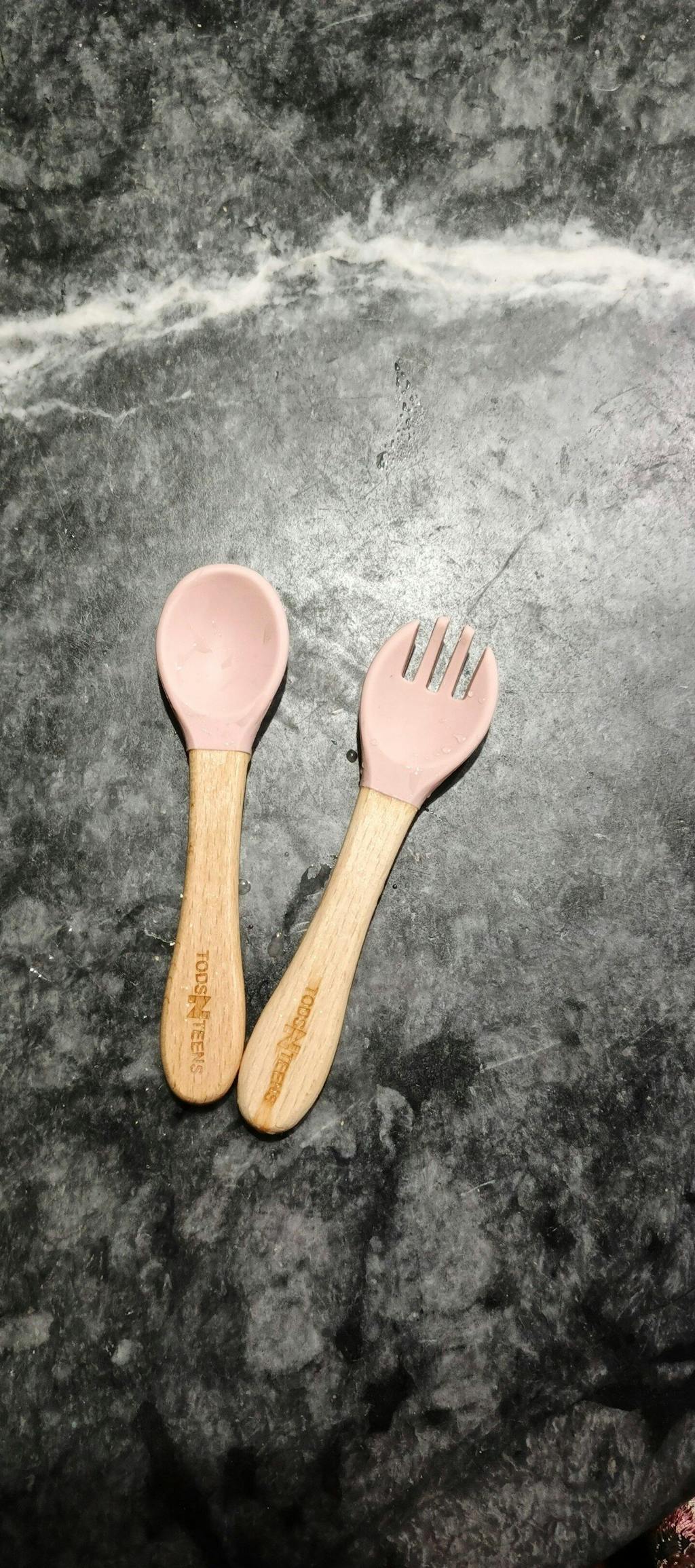 Silicone Wooden Spoon+Fork