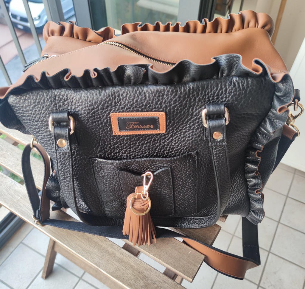 Borsa in pelle MARY con frappe cuoio