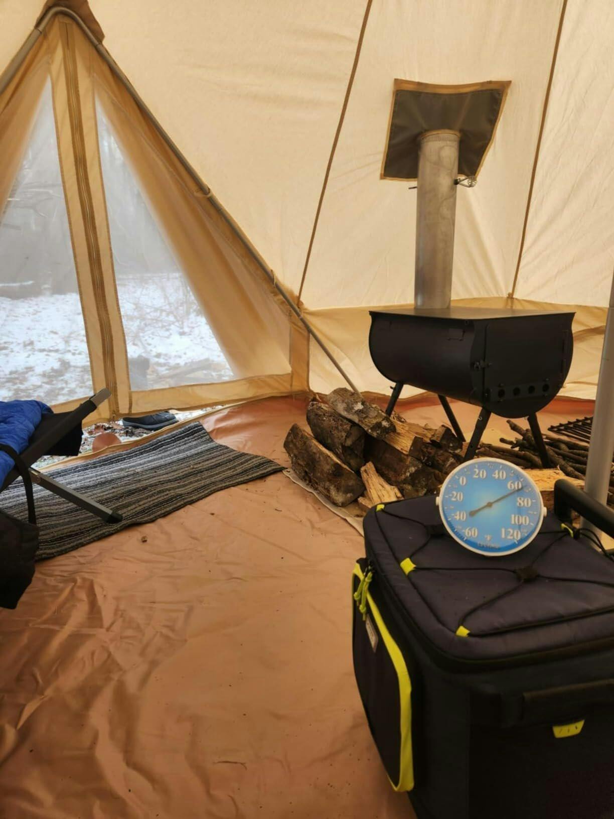 TOMOUNT Luxury Cotton Canvas Bell Tent 4-Season Glamping Yurt with